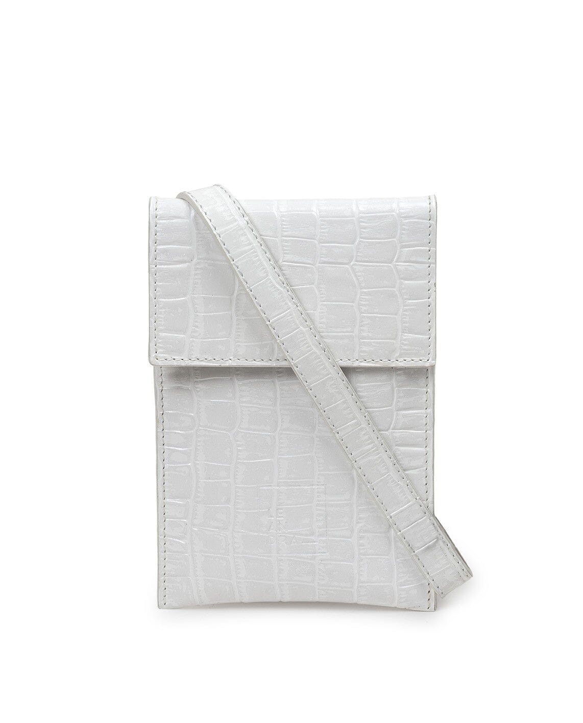 Mini Crocodile printed leather crossbody bag - White Mini Bags Leandra