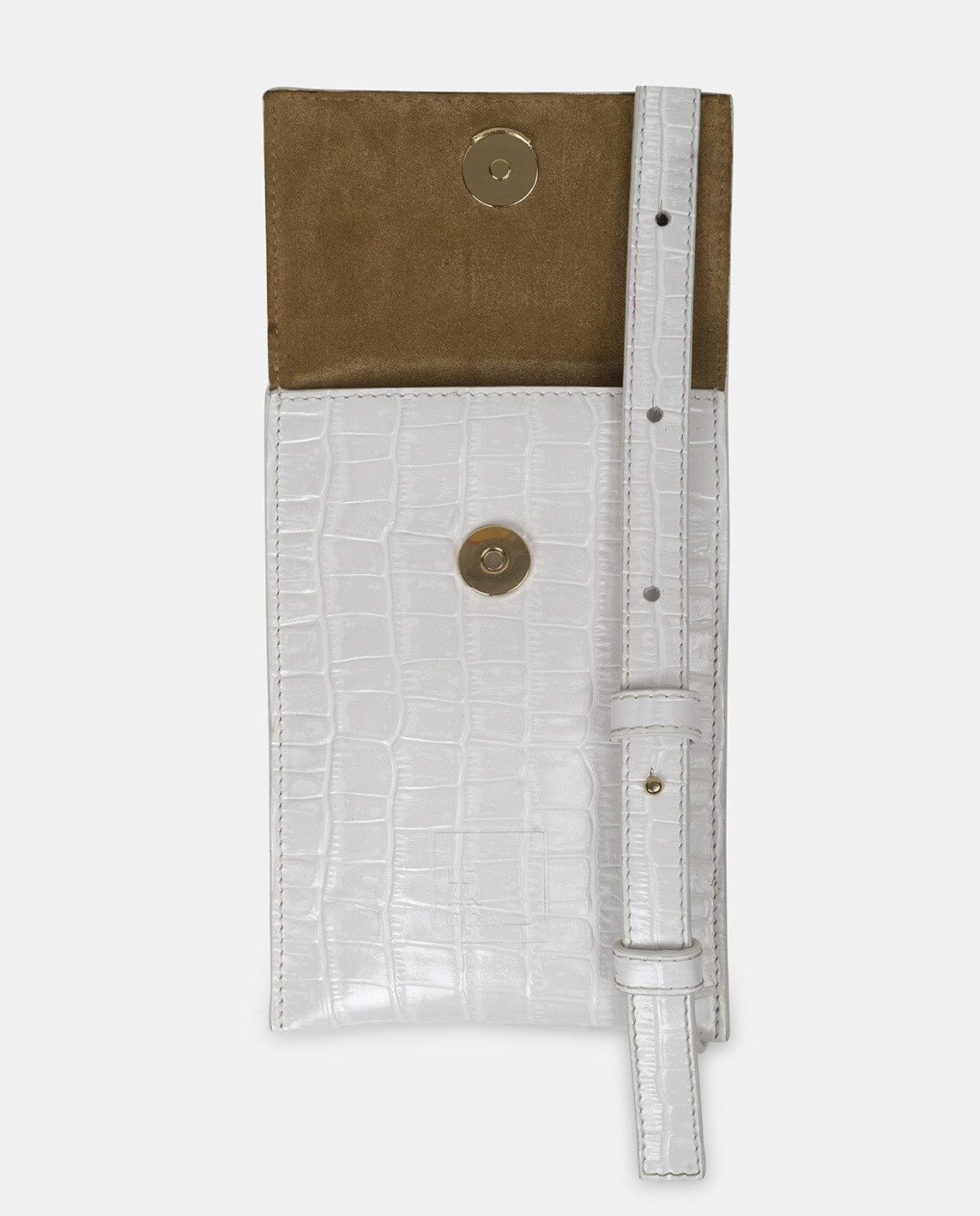 Mini Crocodile printed leather crossbody bag - White Mini Bags Leandra