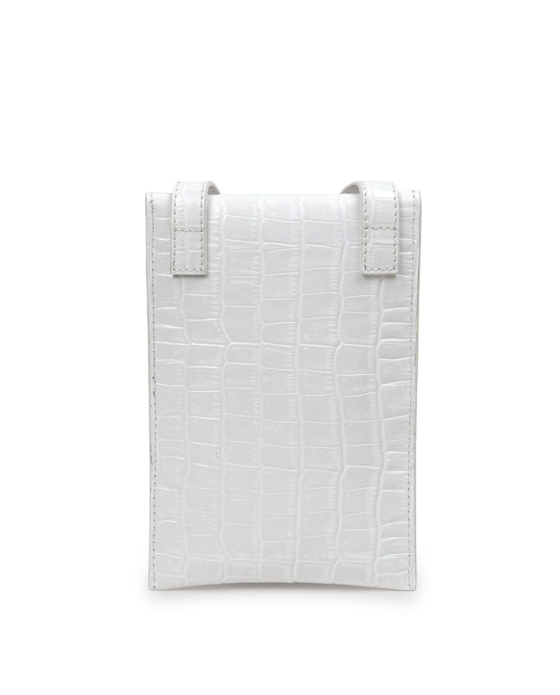 Mini Crocodile printed leather crossbody bag - White Mini Bags Leandra