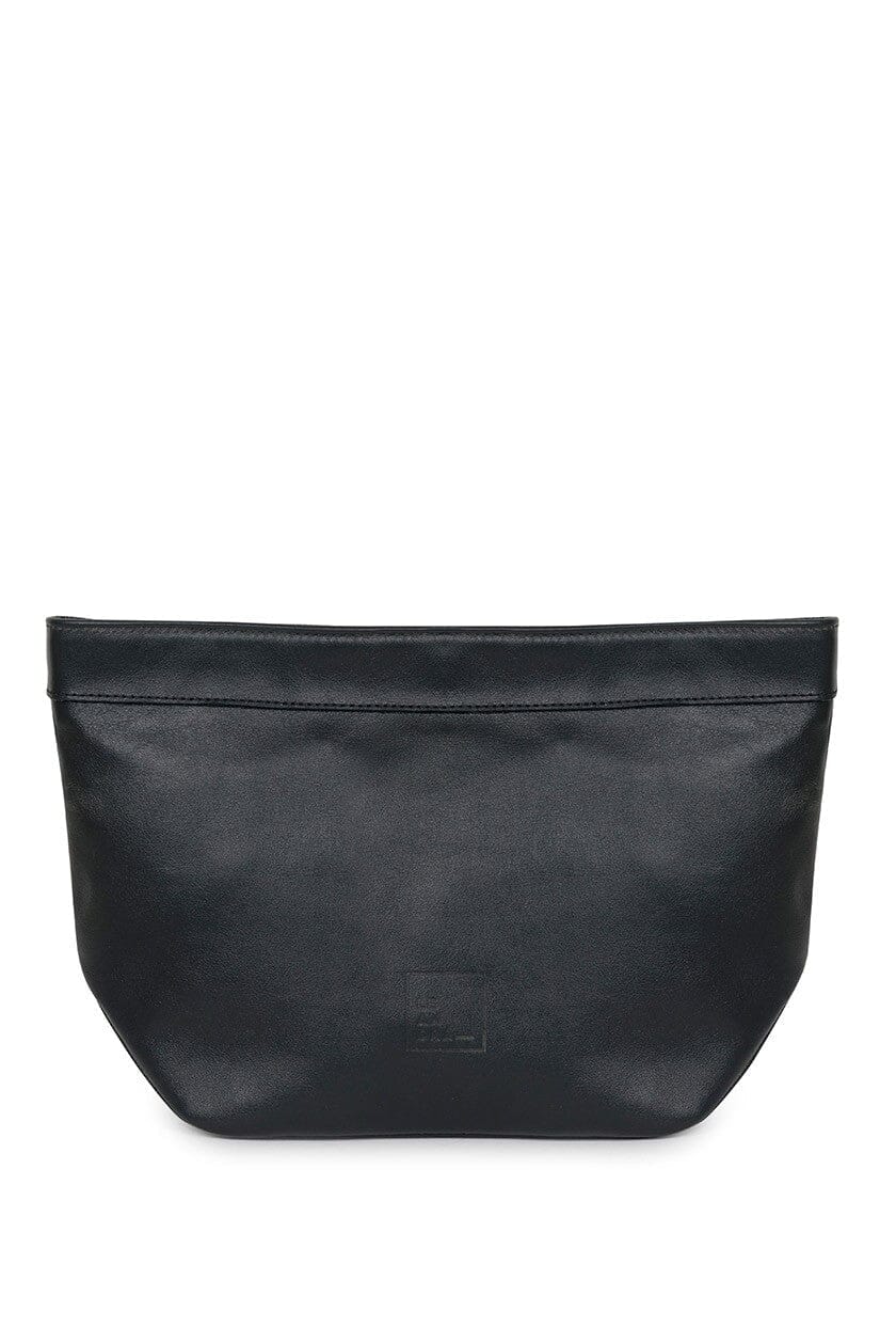 Mini leather Paper Bag Clutch - Black Clutch Leandra