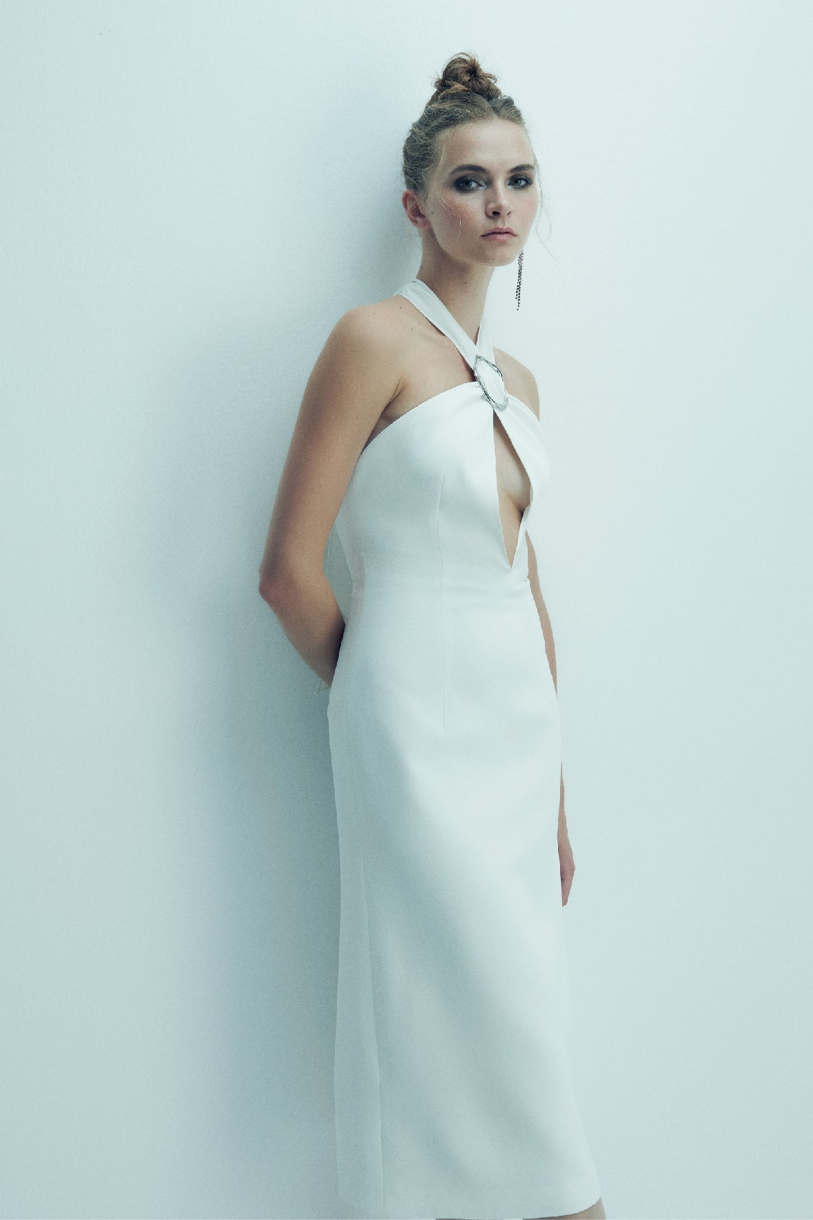 Viana Crepe Midi Dress in Vanilla Ice