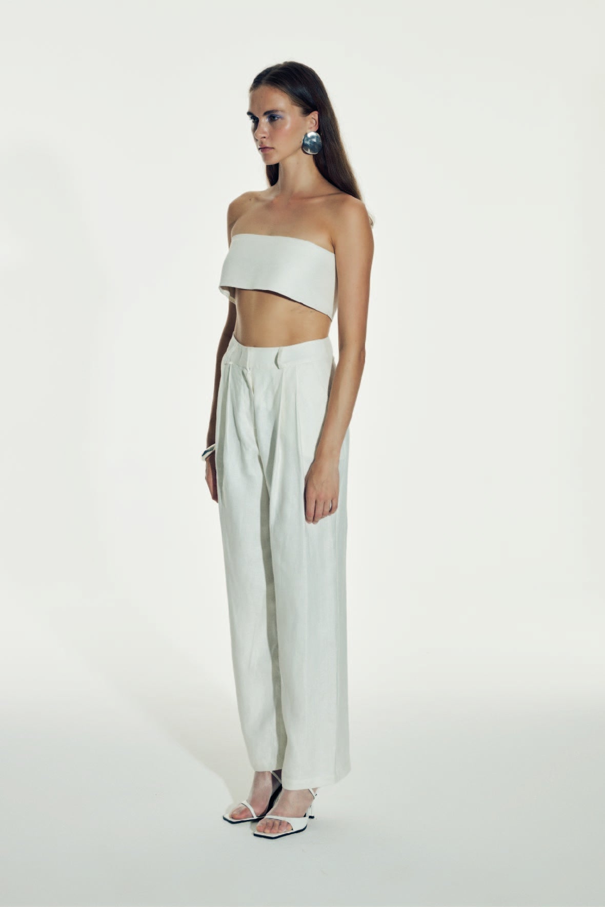 Tina Linen Trousers in White Sand