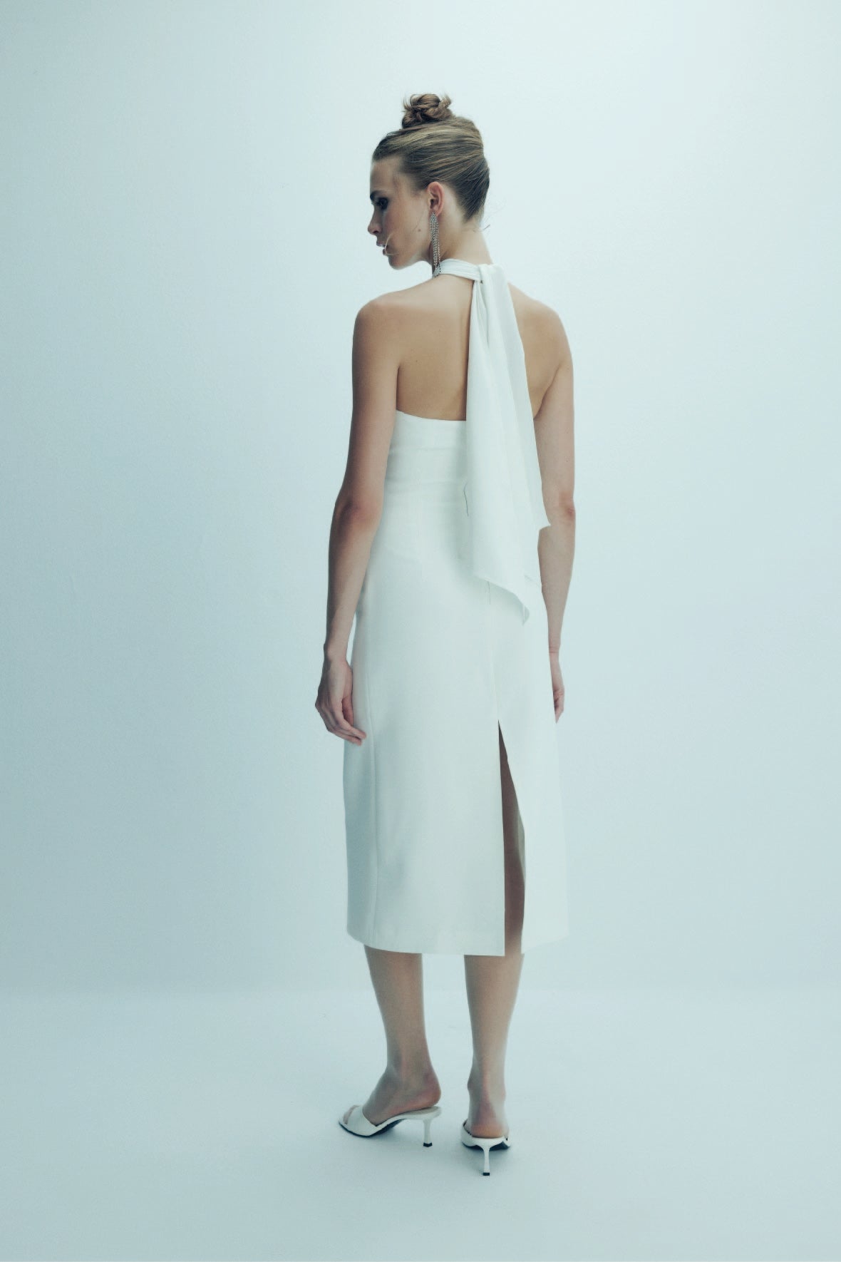 Viana Crepe Midi Dress in Vanilla Ice