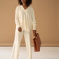 Ivory Palazzo Trousers Cashmere Wool