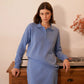 Blue Cotton Cashmere Blend Polo Sweater