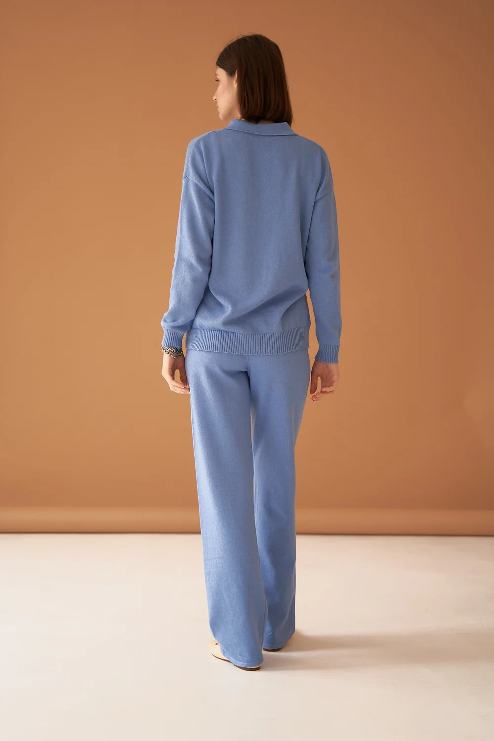 Blue Cotton Cashmere Trousers