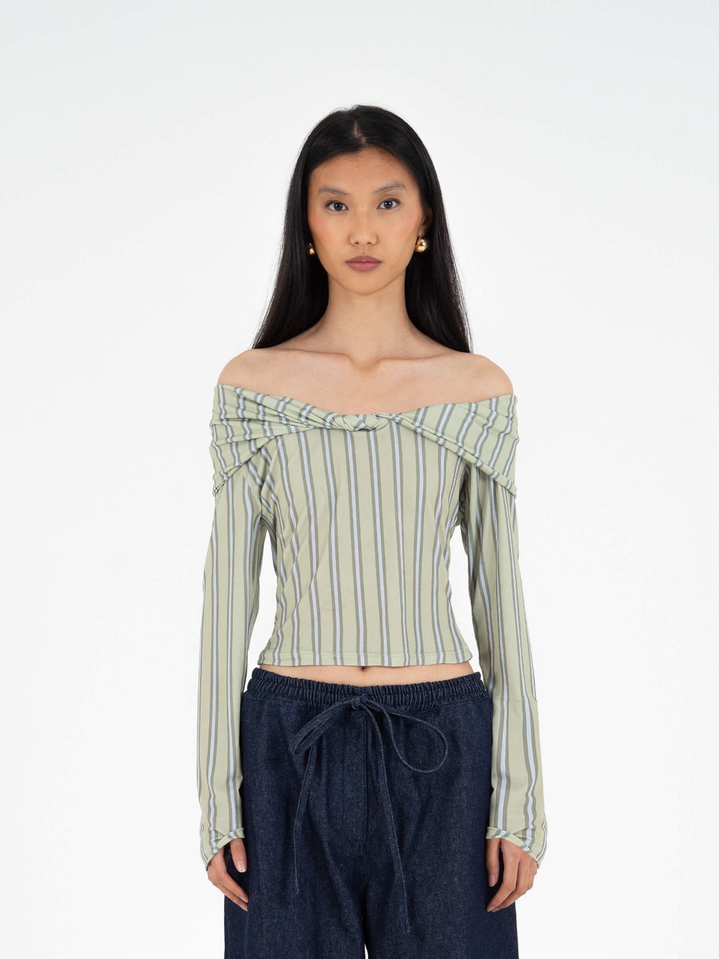 Euphoria striped off-shoulder top