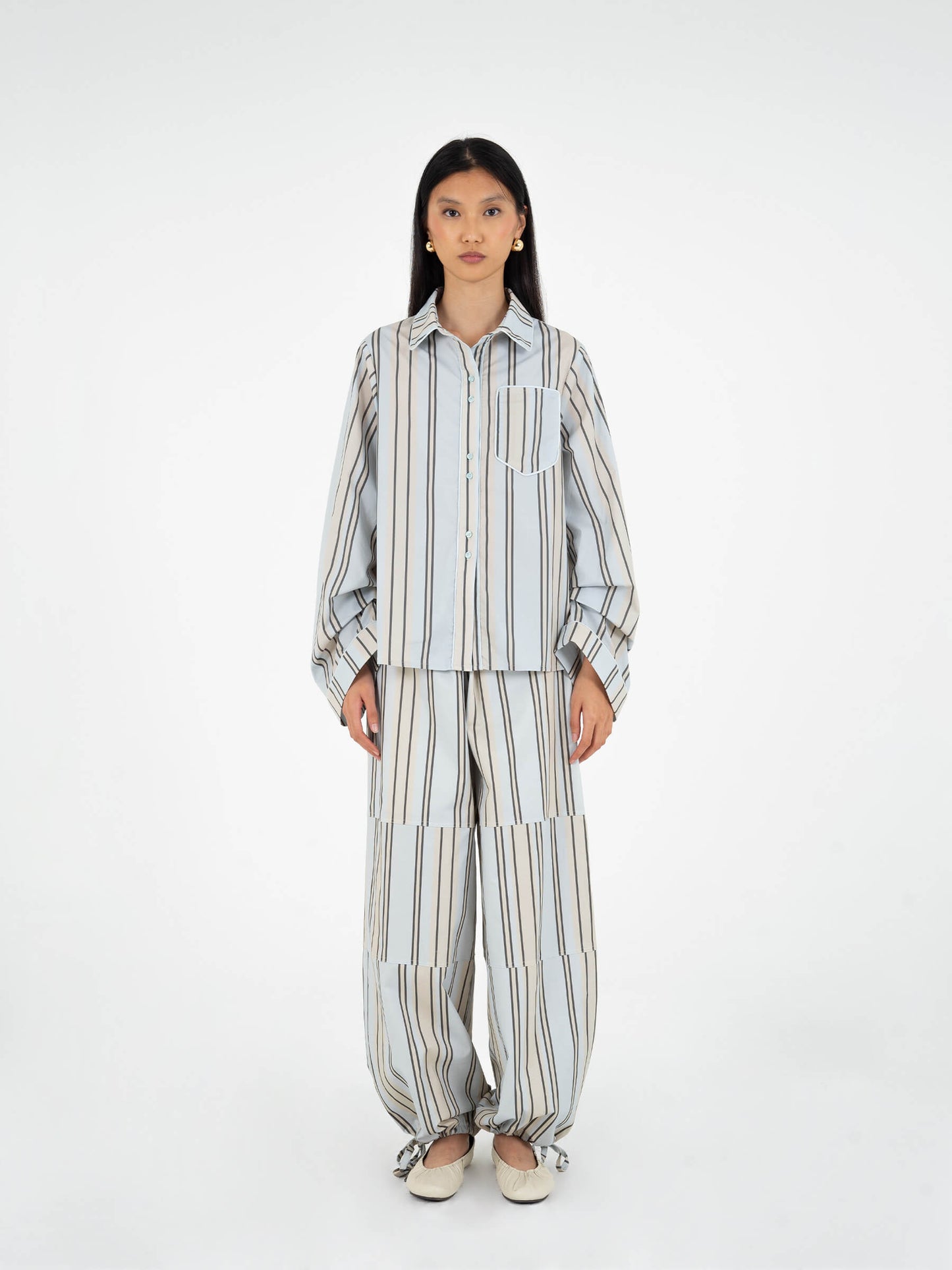 FOMO striped parachute pants