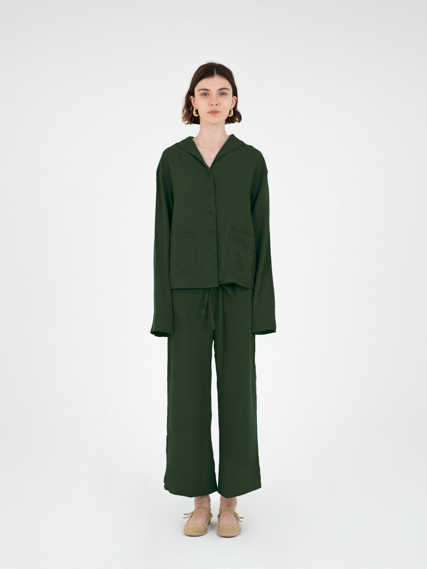 Grinch green linen shirt