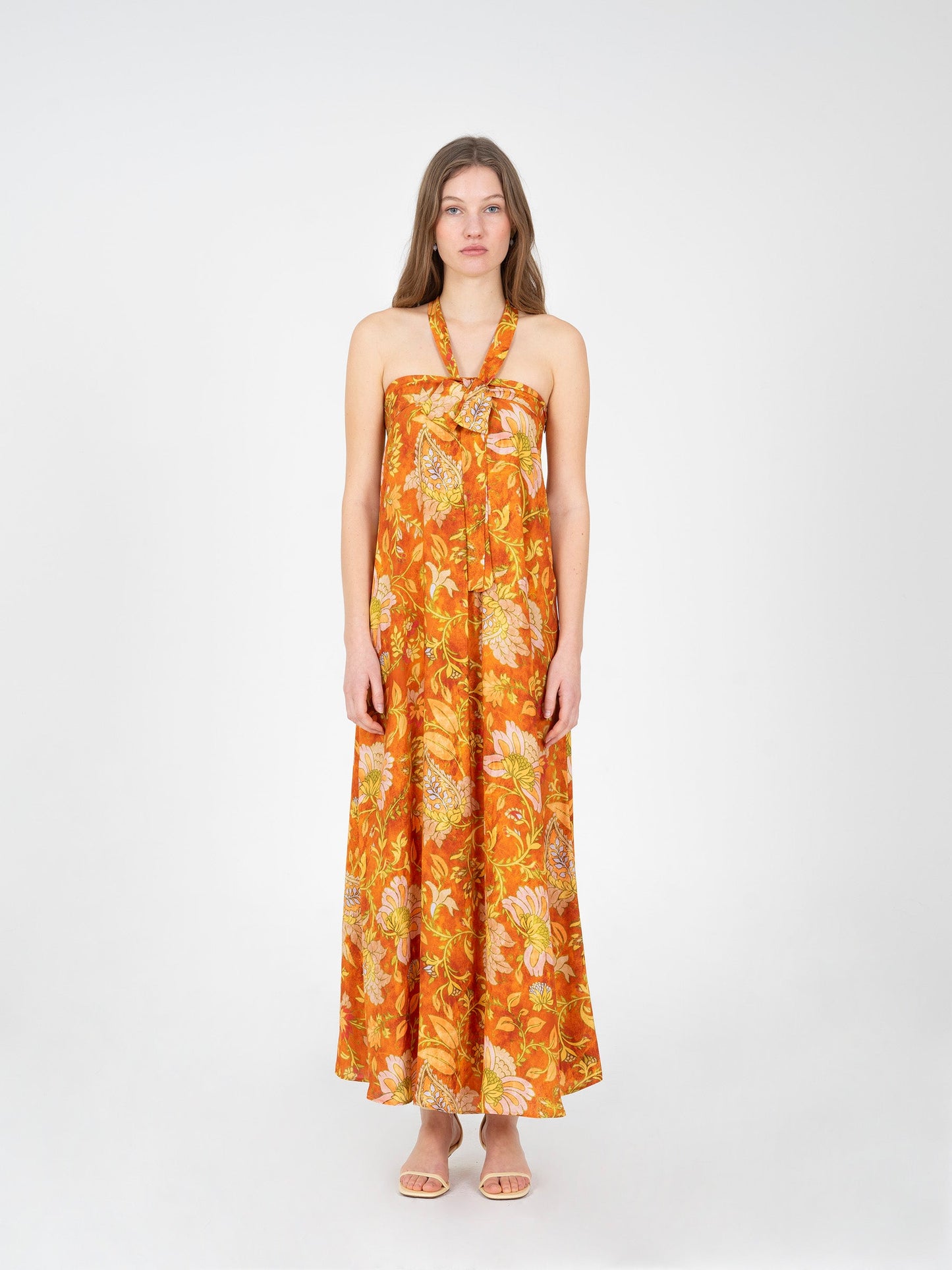 Oracle Orange Floral Print Dress