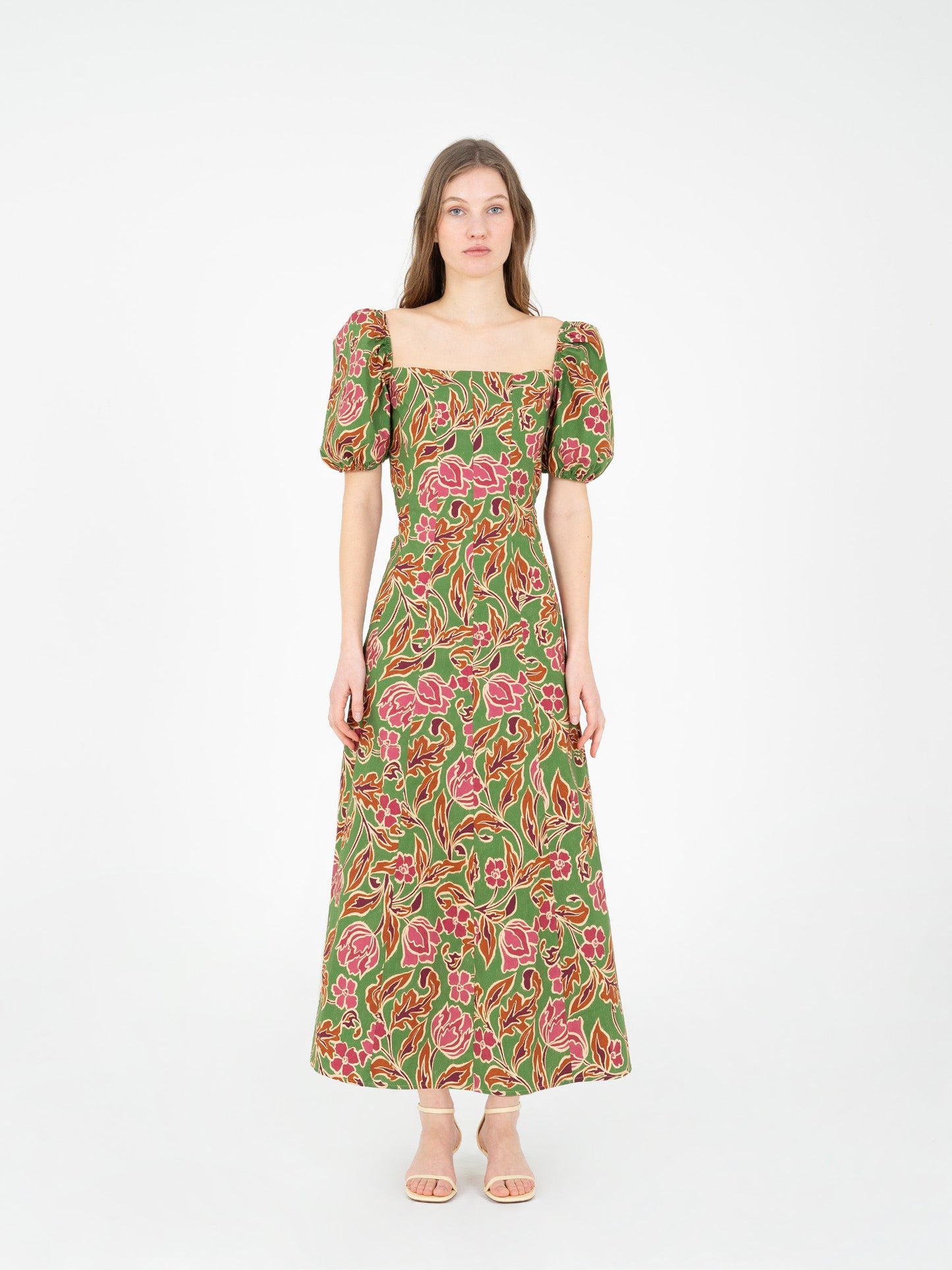 Orion Green Floral Print Dress