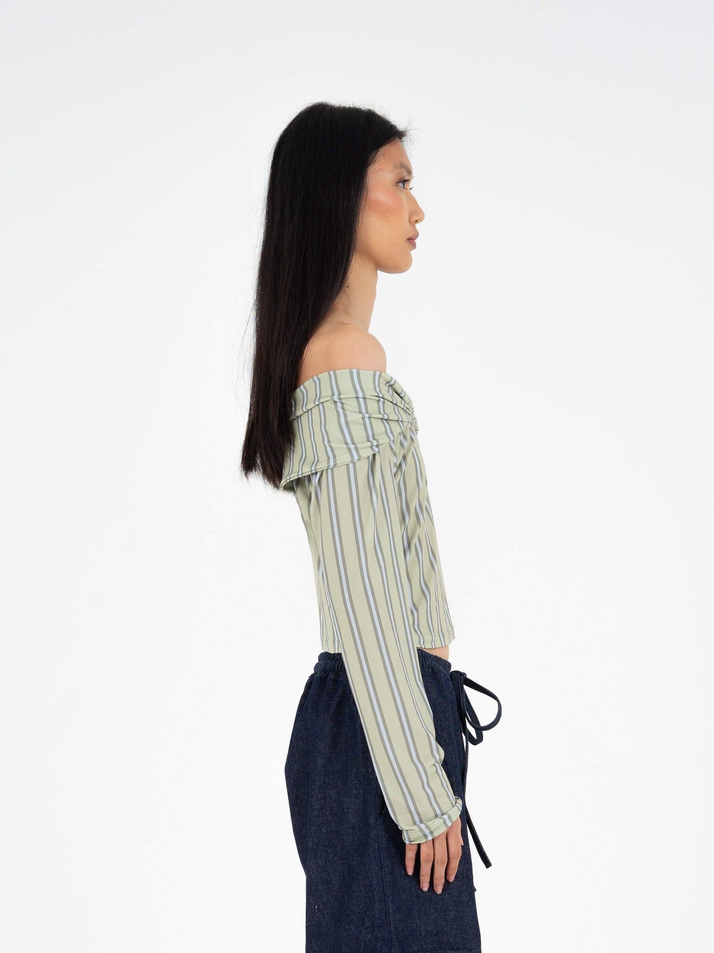 Euphoria striped off-shoulder top