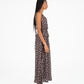 Astra Brown Polka Dot Print Maxi Dress