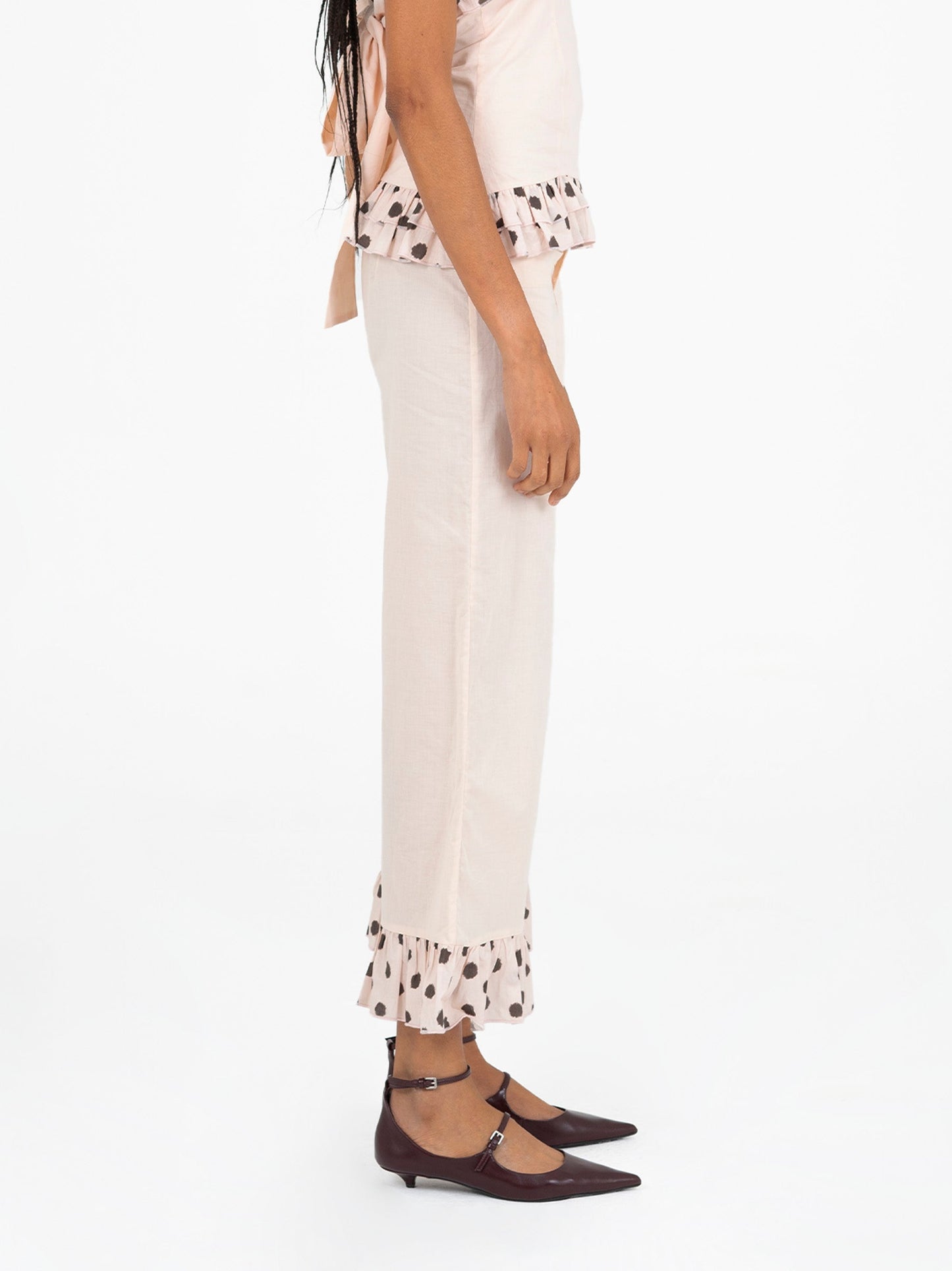 Noctis Beige Polka Dot Print Pants