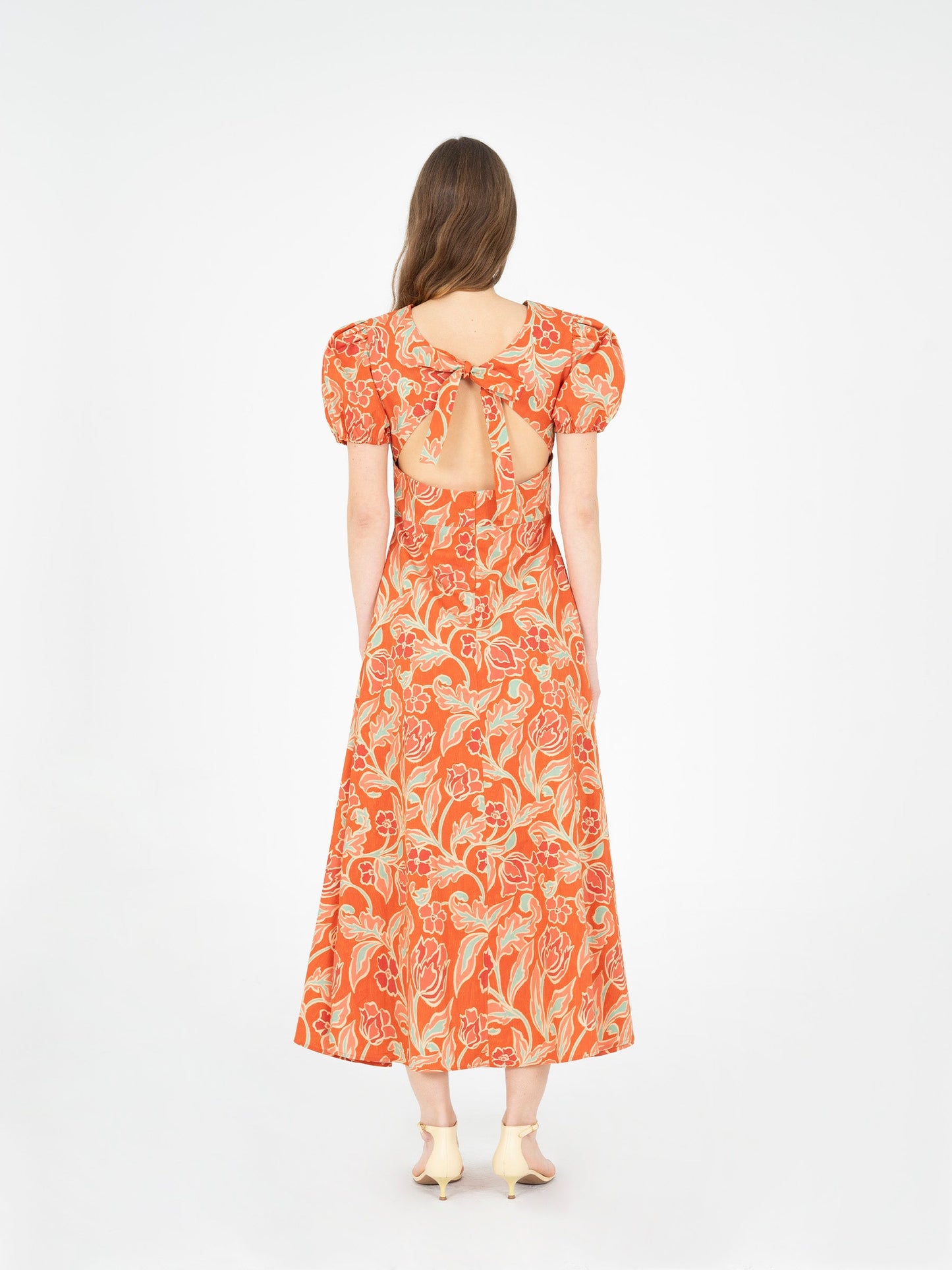 Eros Orange Floral Print Dress