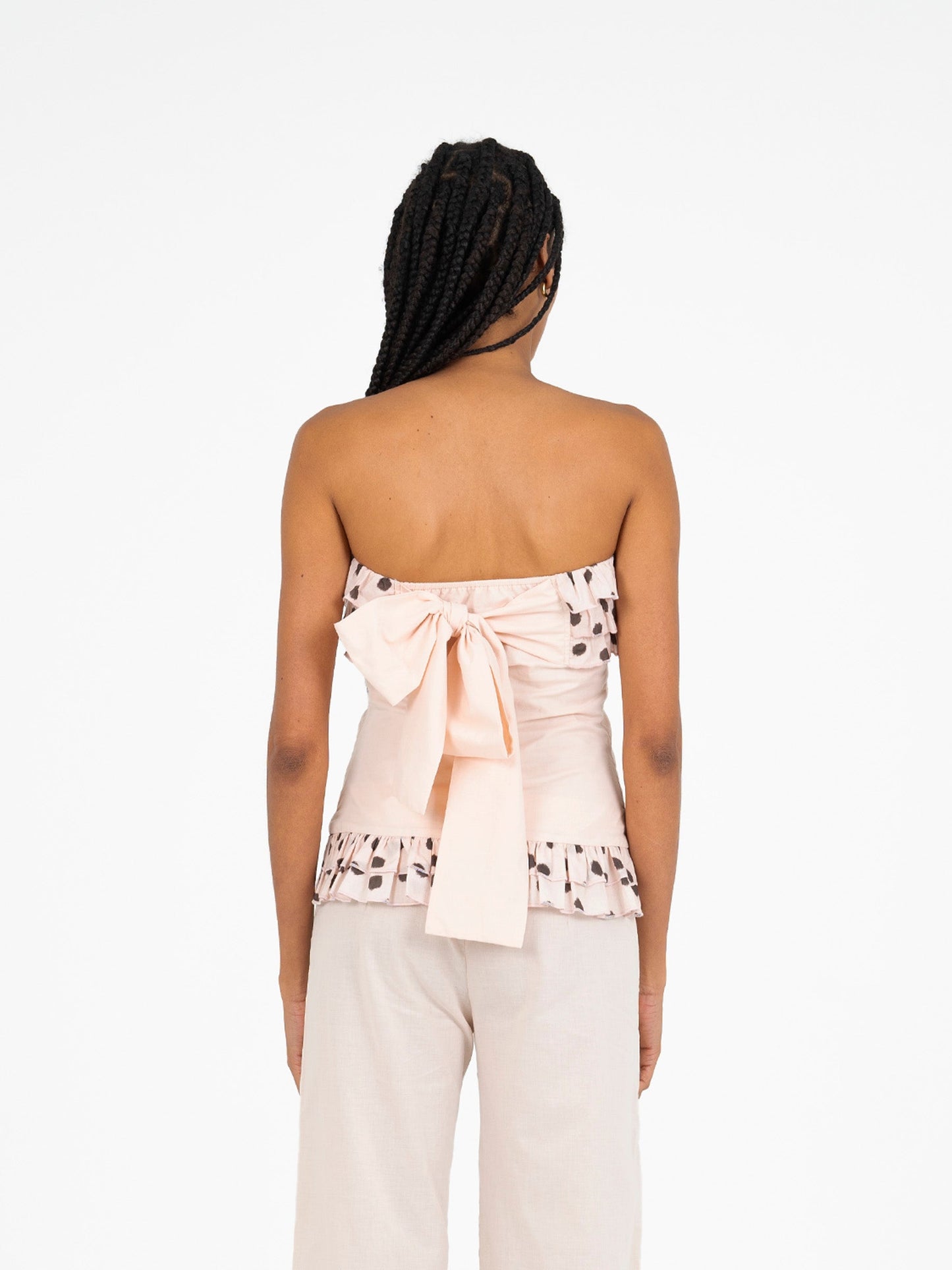 Noctis Beige Polka Dot Print Top