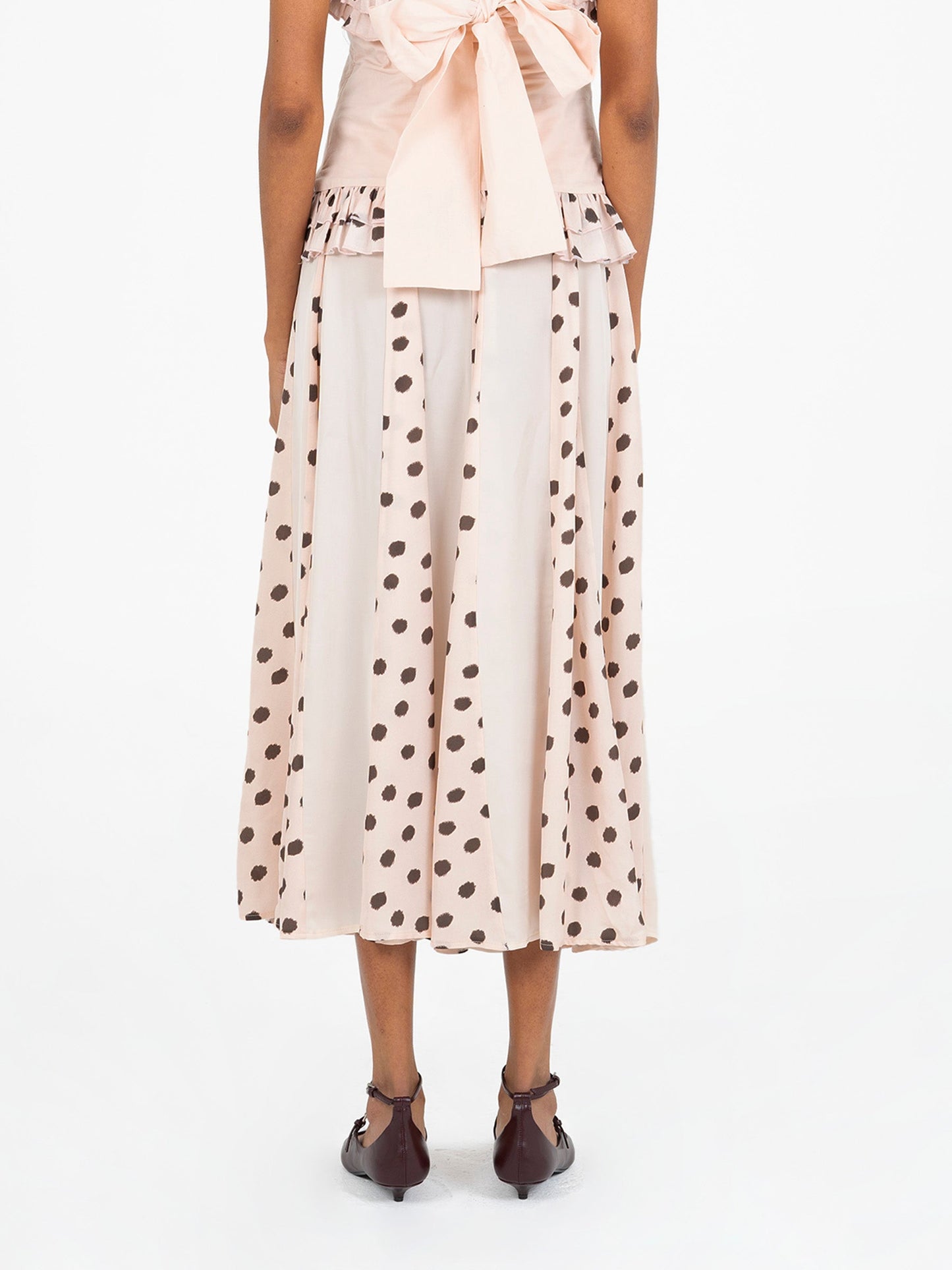 Noctis Beige Polka Dot Print Skirt