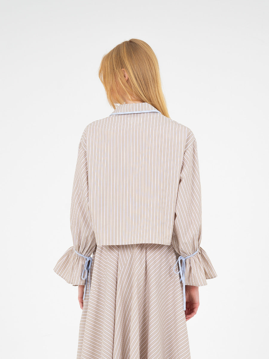 Overpass Beige Striped Blouse