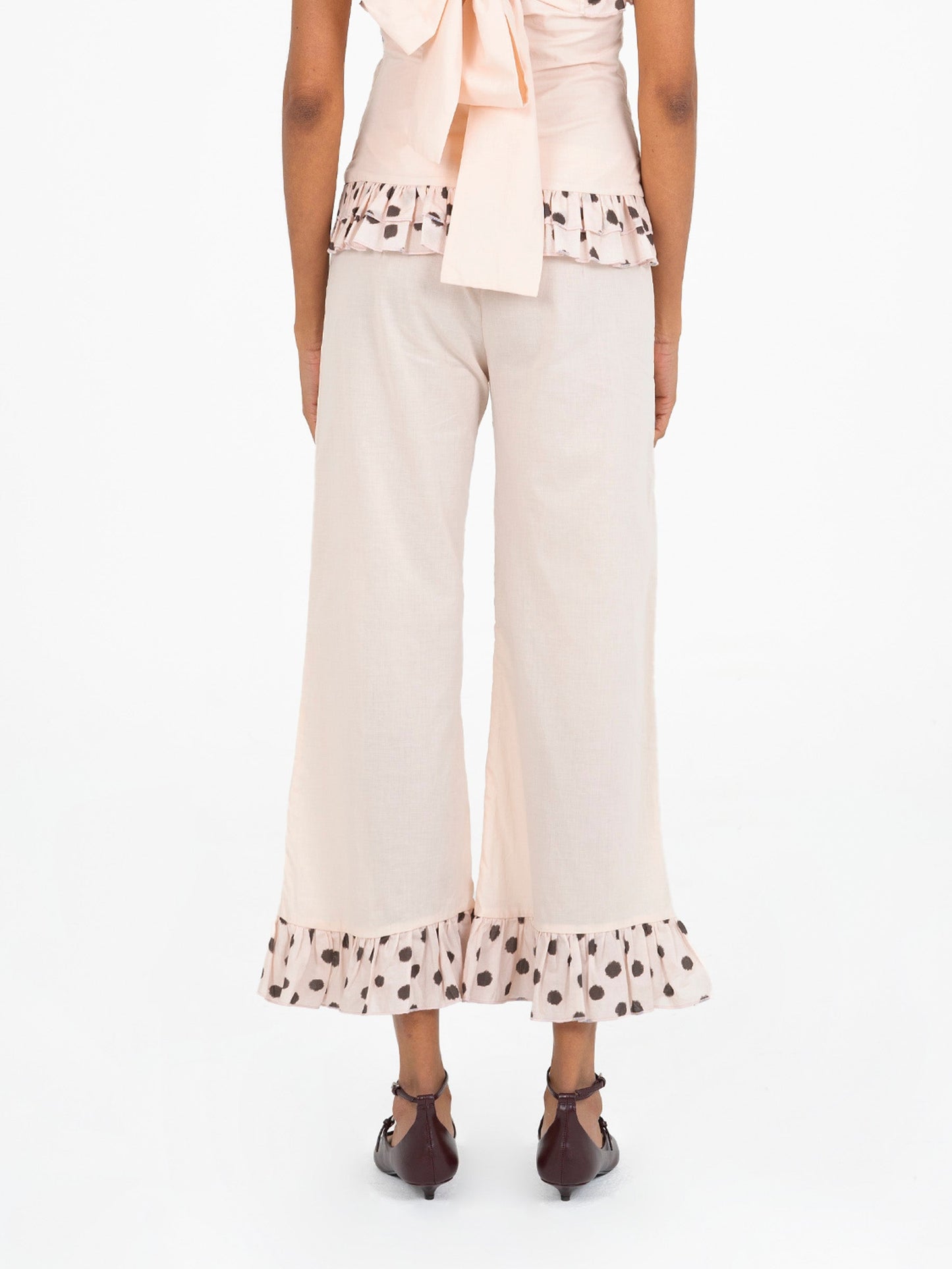 Noctis Beige Polka Dot Print Pants