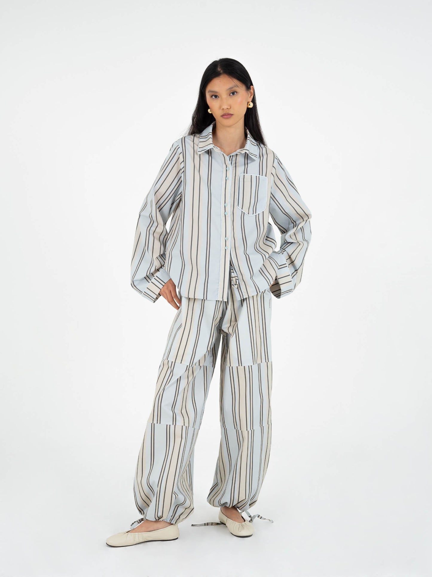 FOMO striped parachute pants