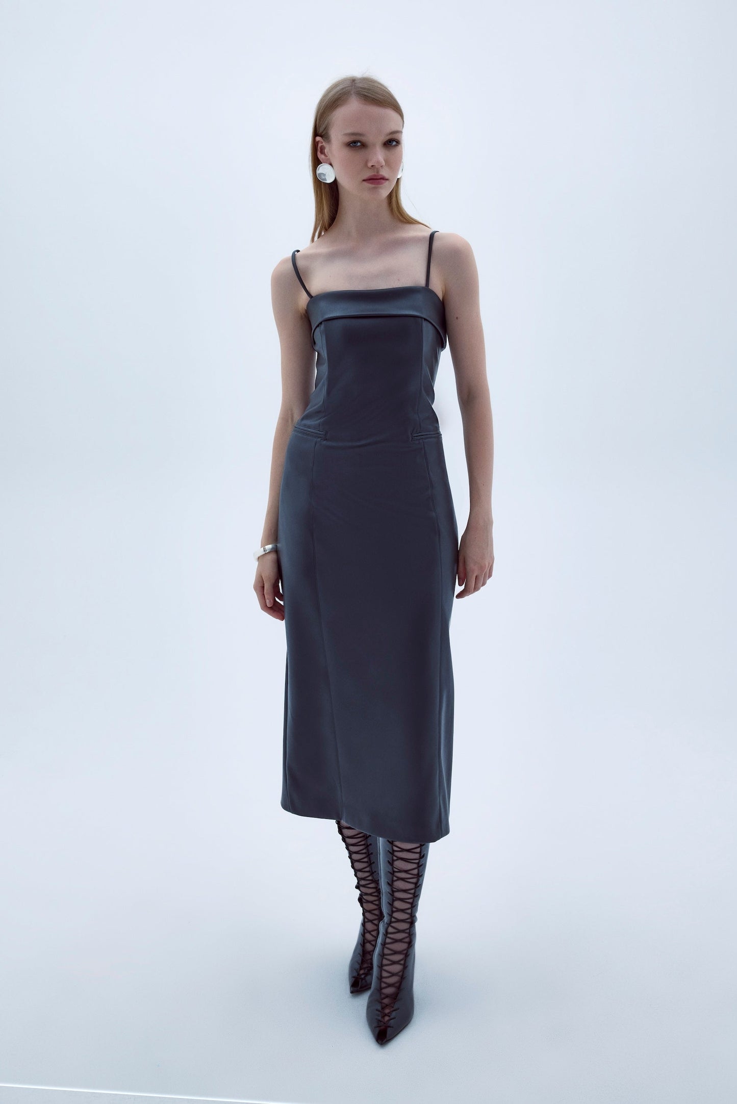 Gaia Vegan Leather Midi Dress