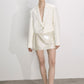 Boxy Satin Cropped Jacket in Vanilla Ice