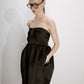 Jeanne Balloon Midi Dress in Black