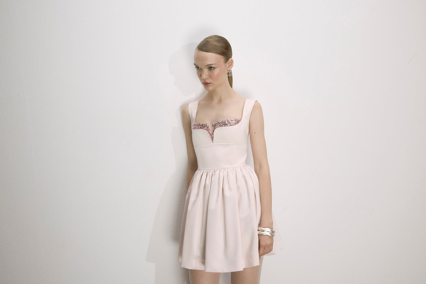 Leanne Satin Mini Dress in Sorbet