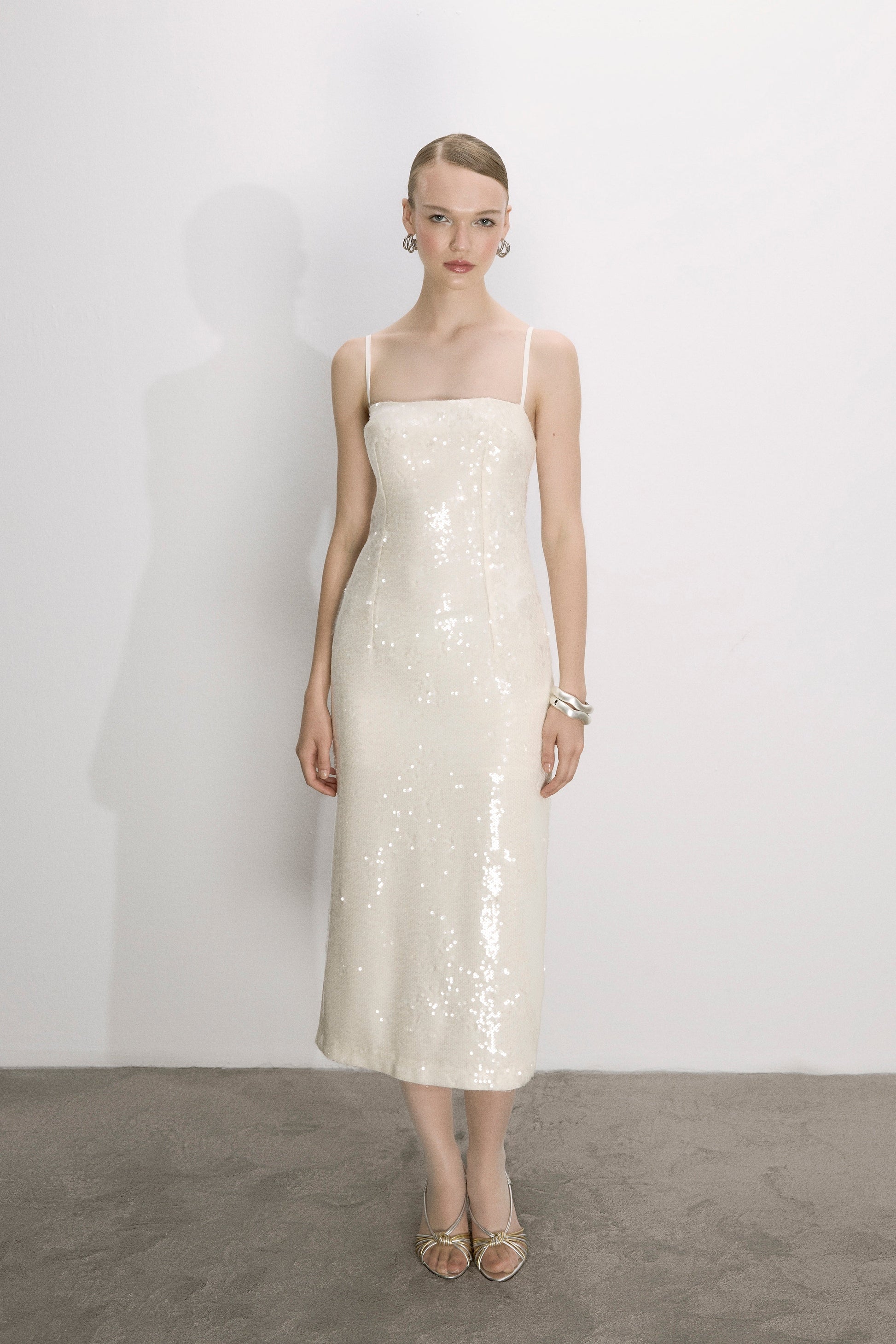 Miles Sequin Dress in Cloud Cream – LabelRow Miles Sequin Dress in Cloud Cream – LabelRow