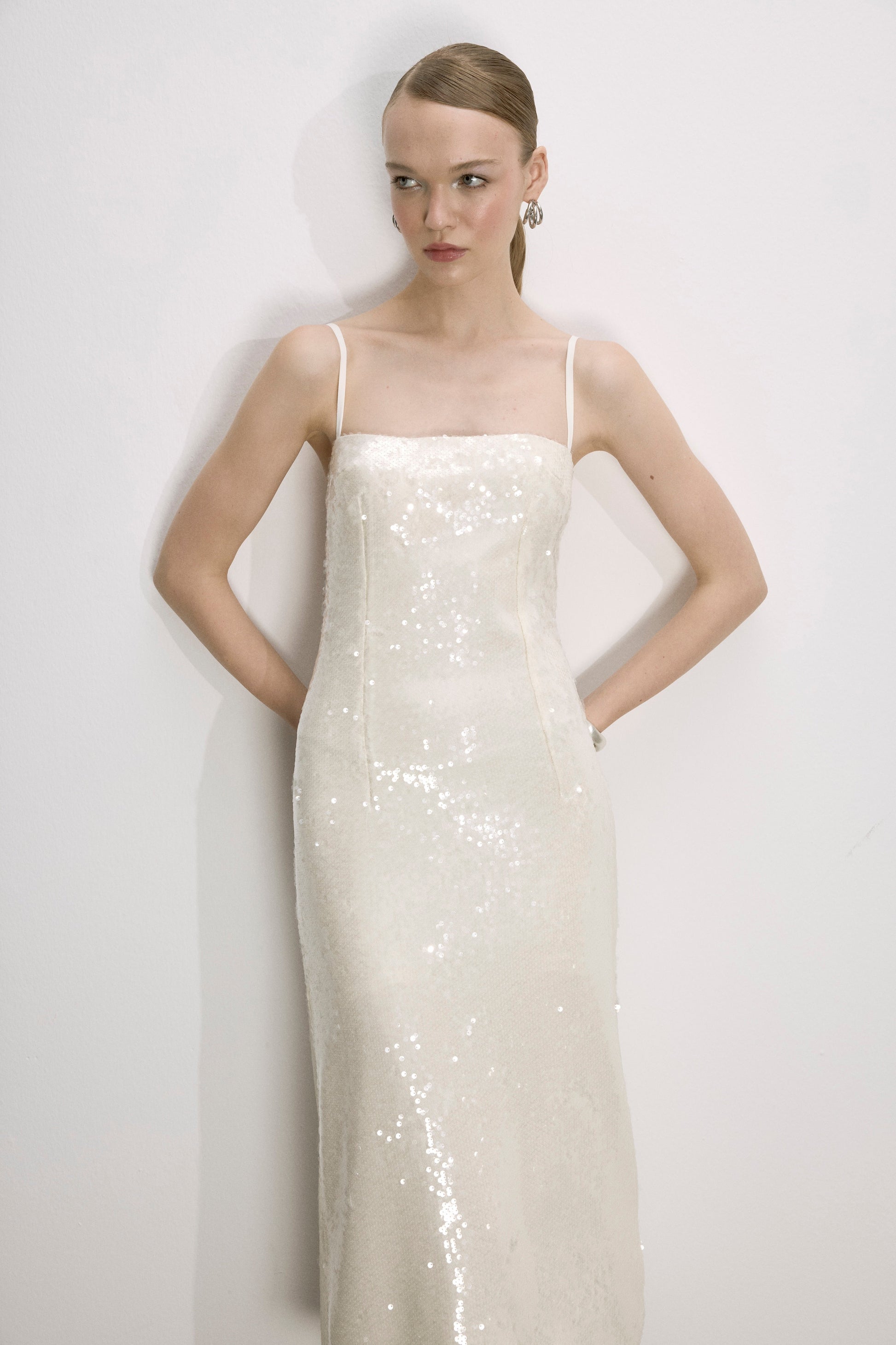 Miles Sequin Dress in Cloud Cream – LabelRow