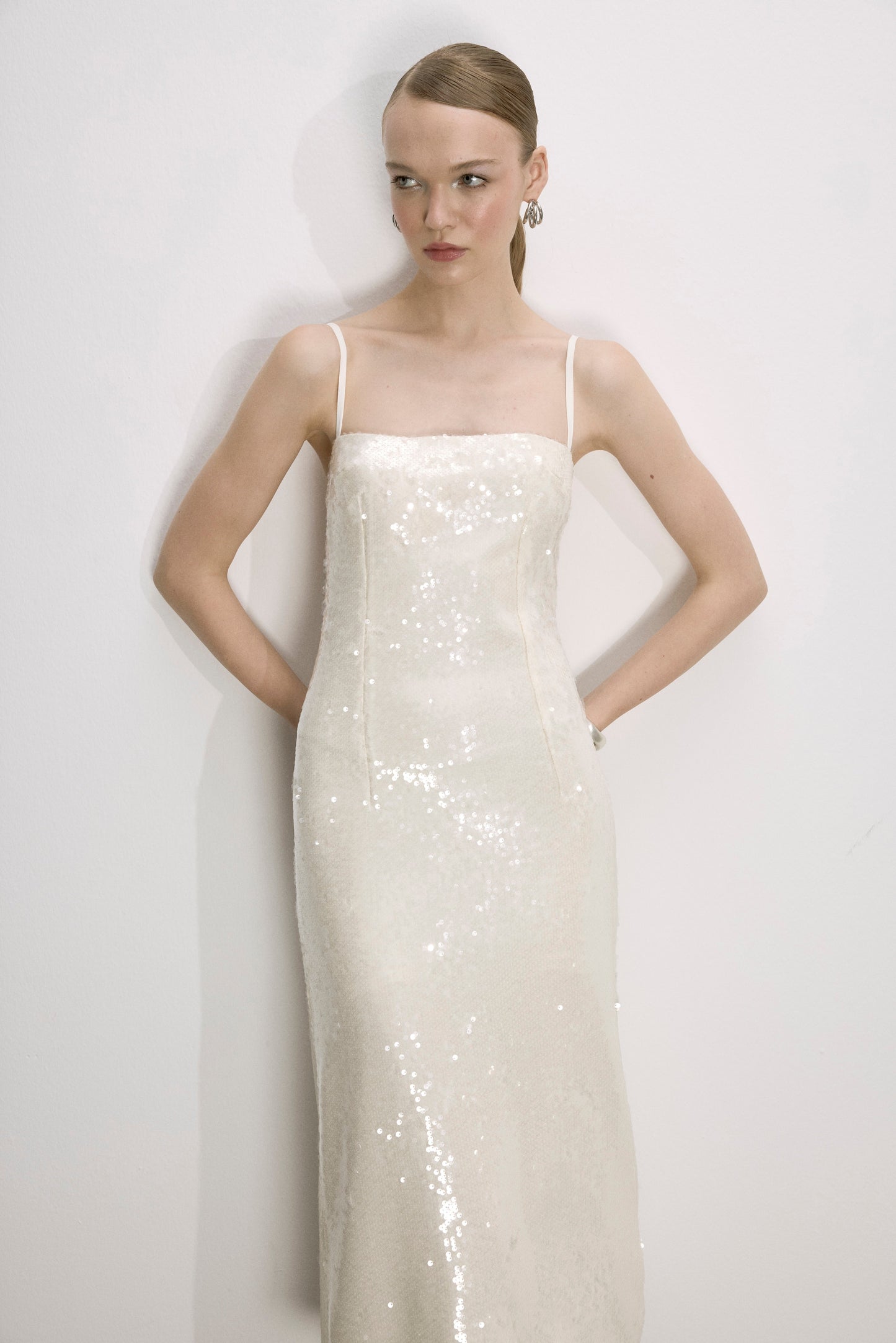 Miles Sequin Dress in Cloud Cream