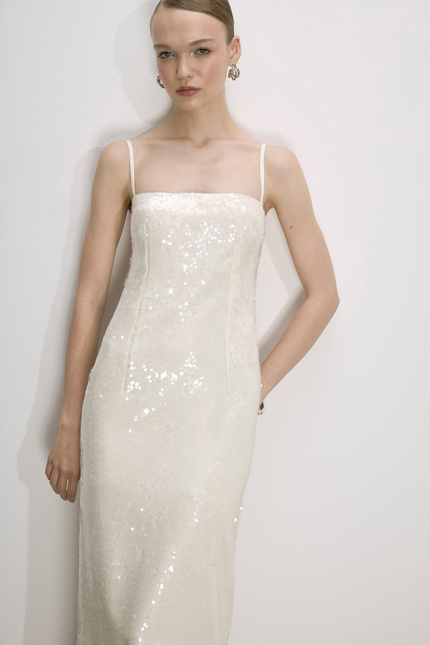 Miles Sequin Dress in Cloud Cream