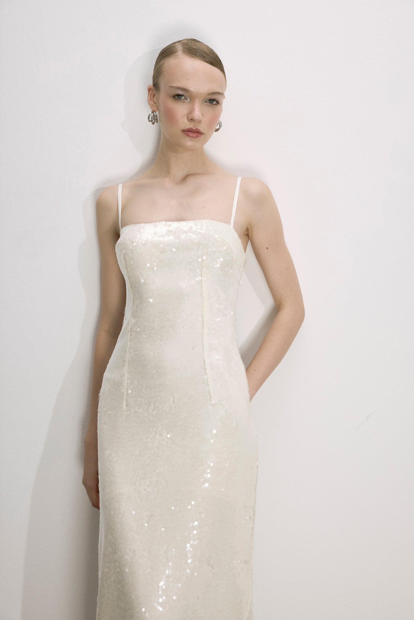 Miles Sequin Dress in Cloud Cream