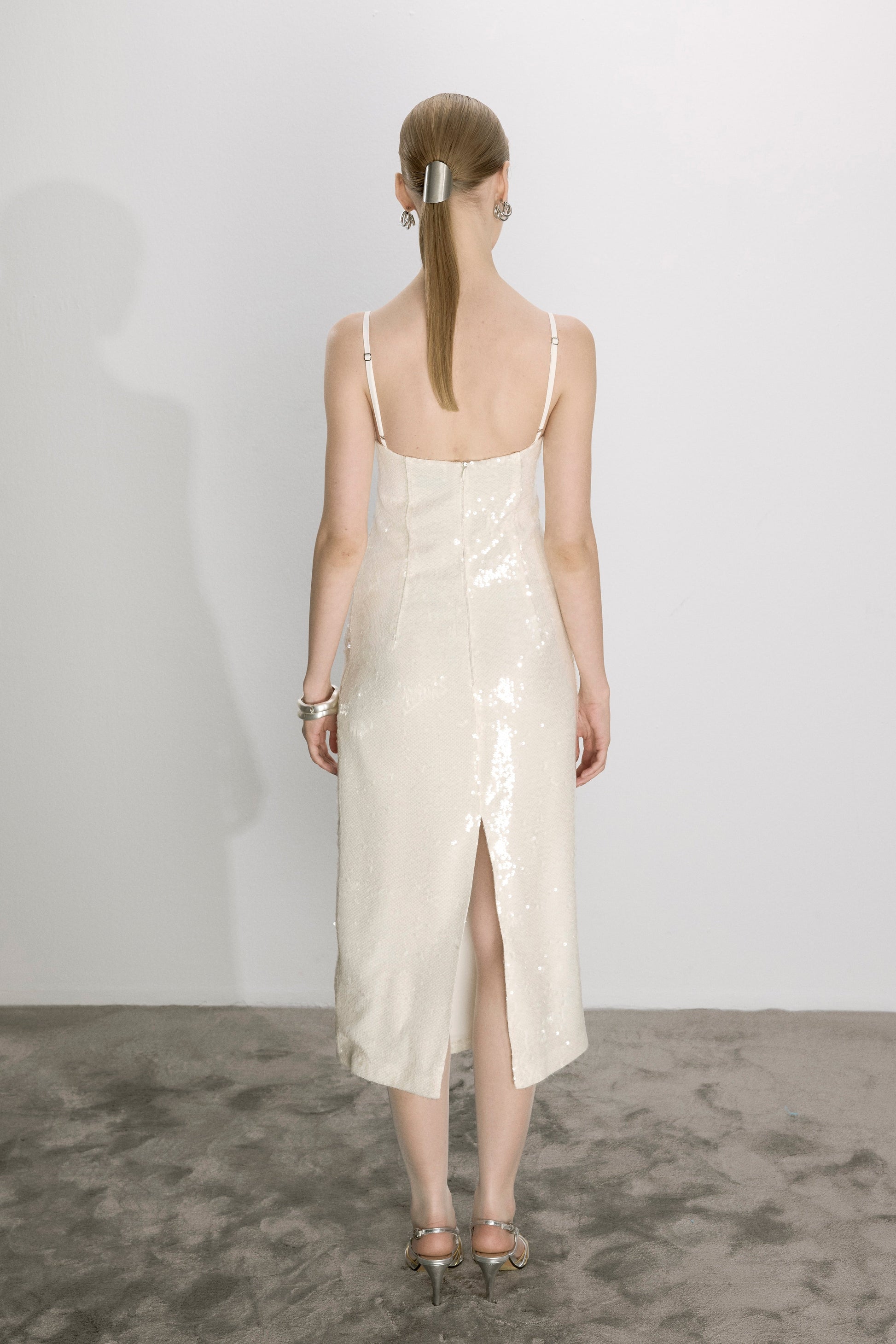 Miles Sequin Dress in Cloud Cream – LabelRow