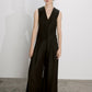 Mui Wide Leg Linen Trousers in Black