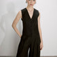 Mui Wide Leg Linen Trousers in Black