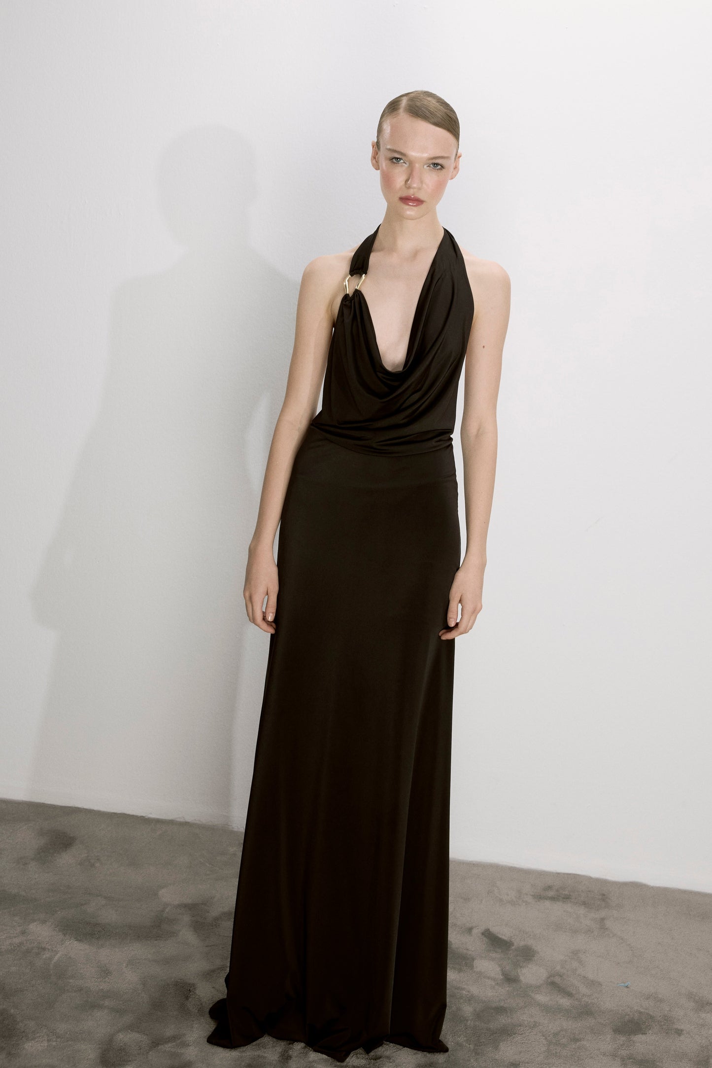 Dakota Long Jersey Dress in Black