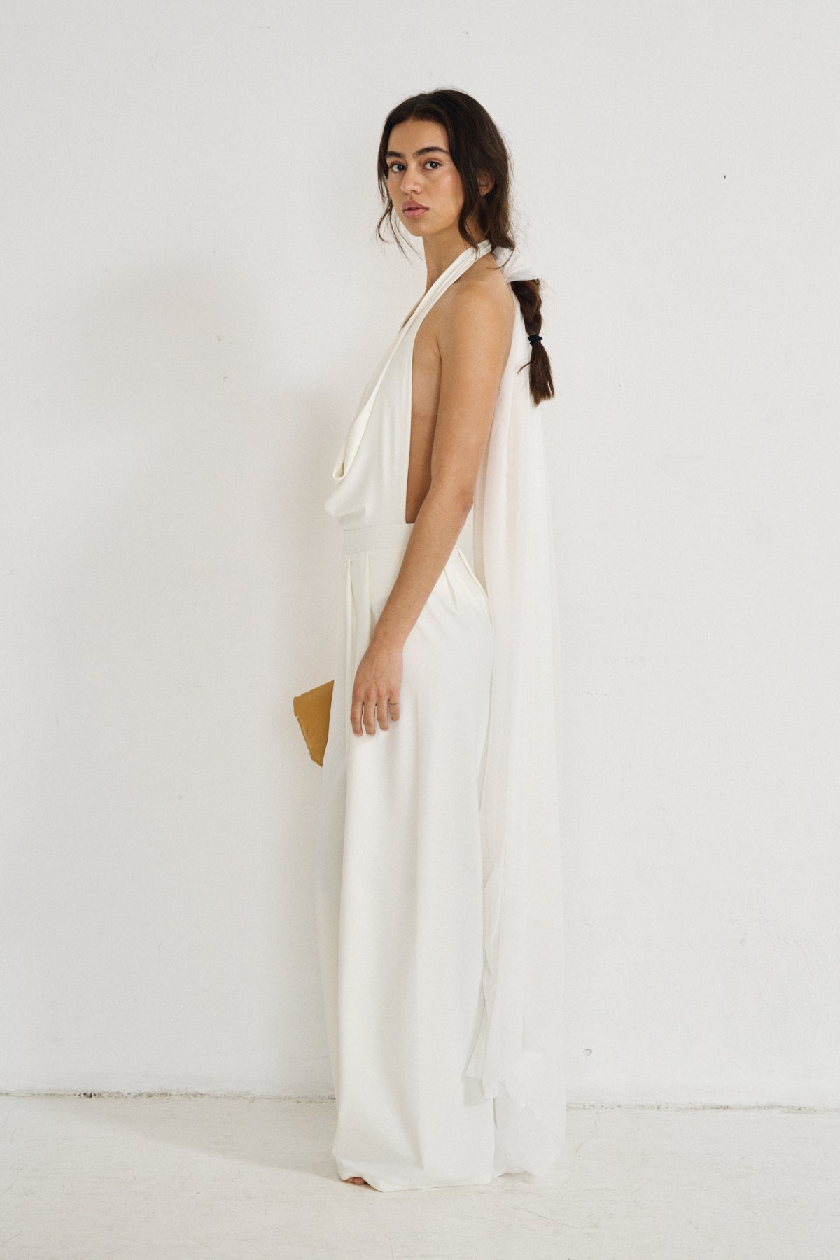 Draped One Piece with V-Neck (Limited Edition) Off White - Miriam
