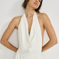 Draped One Piece with V-Neck (Limited Edition) Off White - Miriam