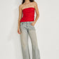 Asymmetrical draped strapless top (Limited Edition) Red - Rocío