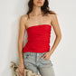 Asymmetrical draped strapless top (Limited Edition) Red - Rocío