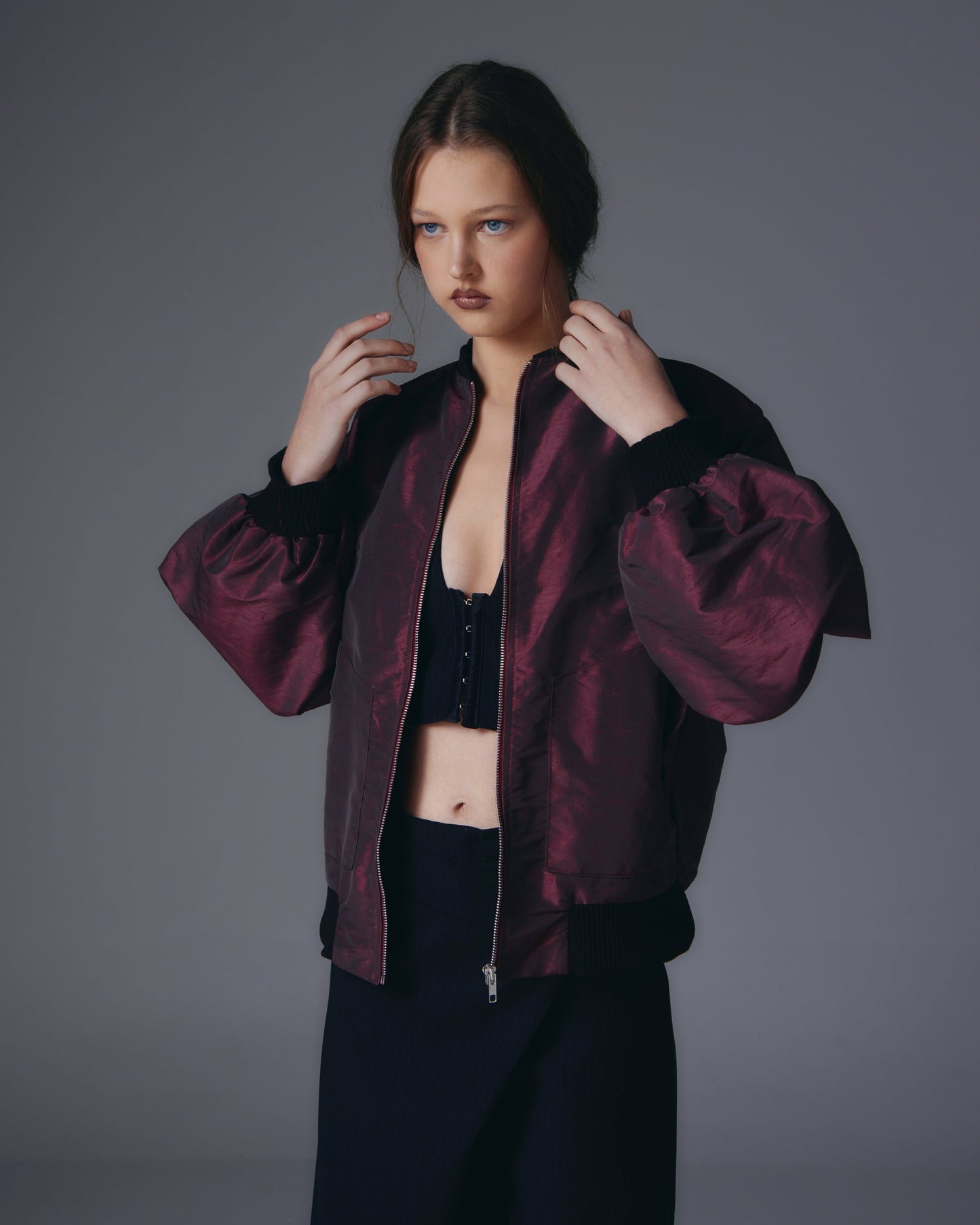 Leona Iridescent bomber jacket.