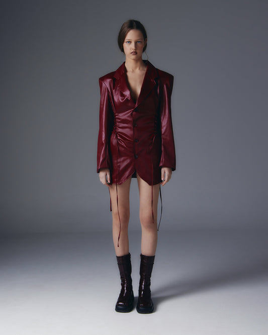 Keket acetate coating dress (Maroon).