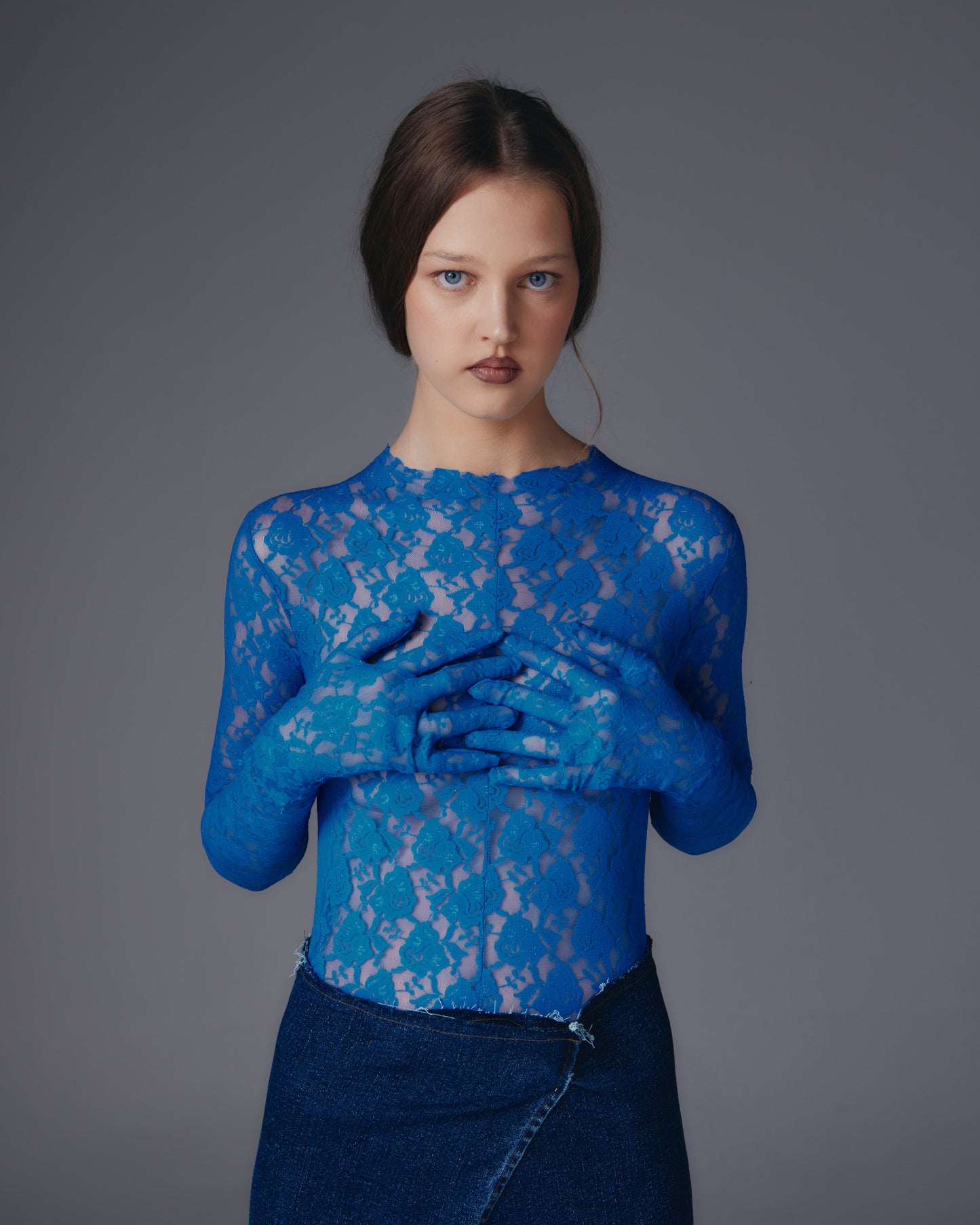 Elisabeta elastic lace jumpsuit (Blue).