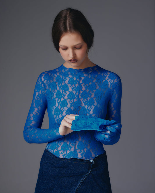 Elisabeta elastic lace jumpsuit (Blue).