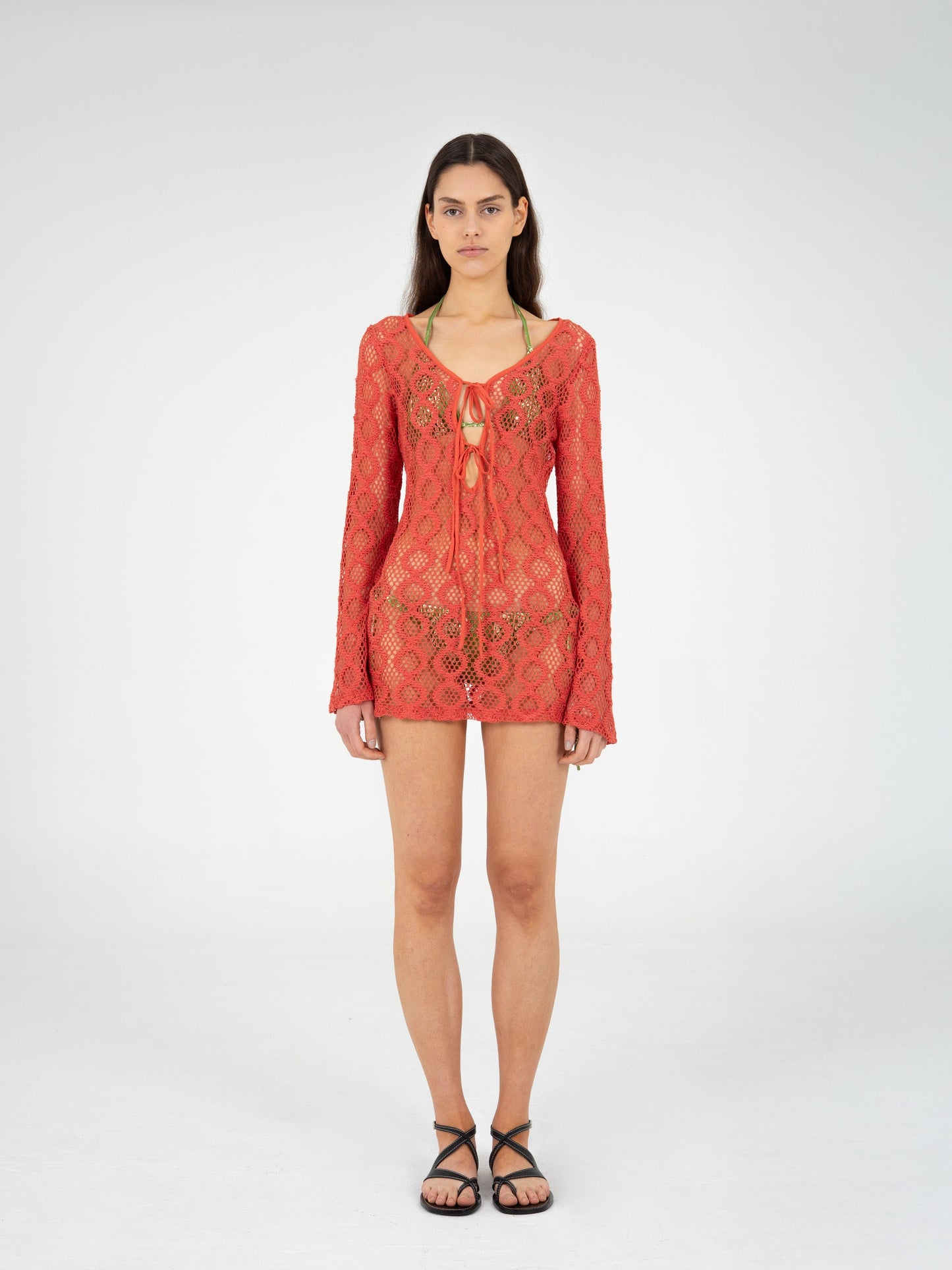 Vision Red Crochet Mini Dress