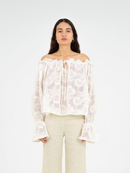 Joy Mesh White Top
