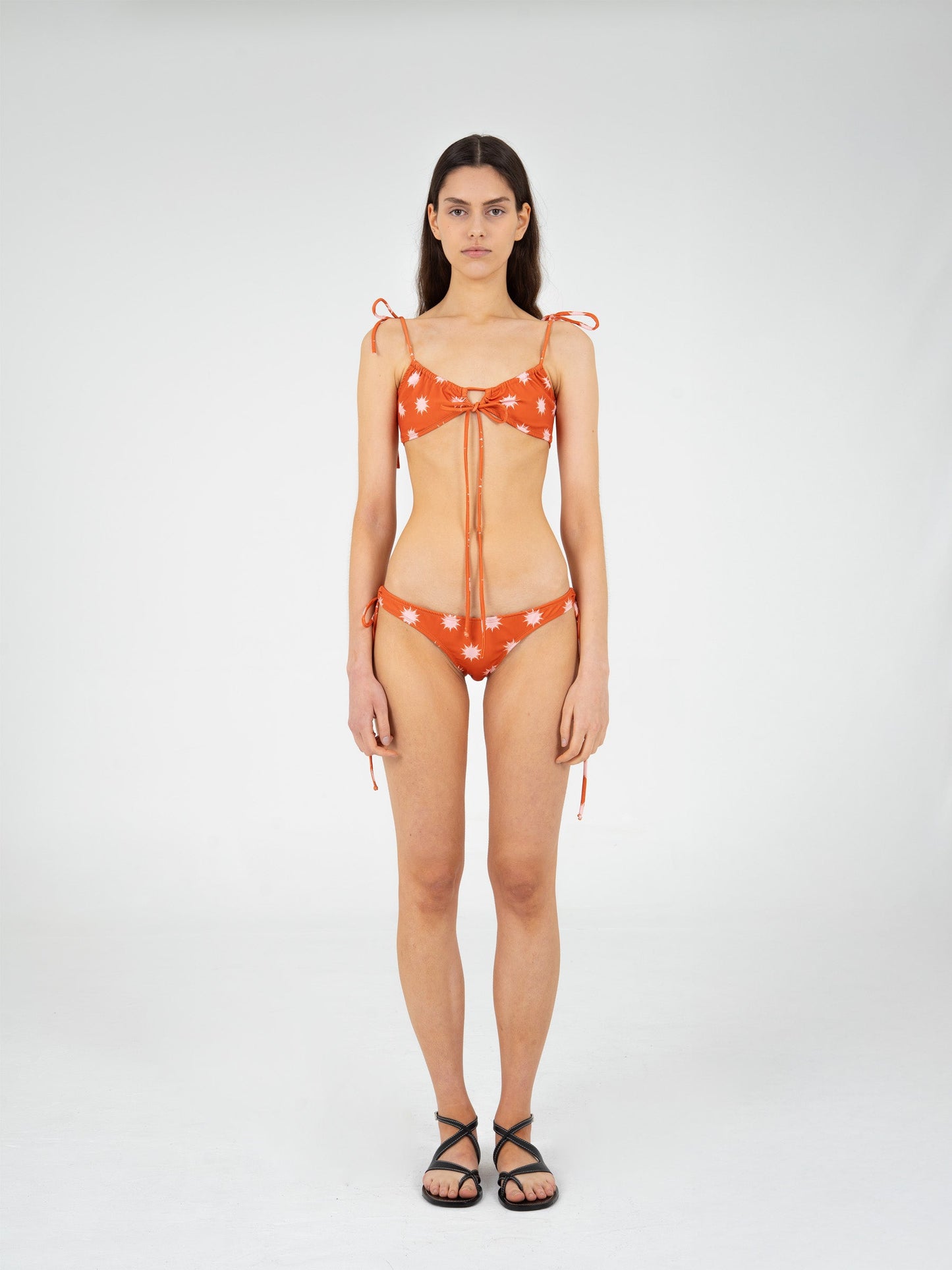 Illusion Sun-Printed Red Bikini Top