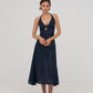 Sense Flower-Embroidery Blue Dress