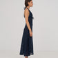 Sense Flower-Embroidery Blue Dress